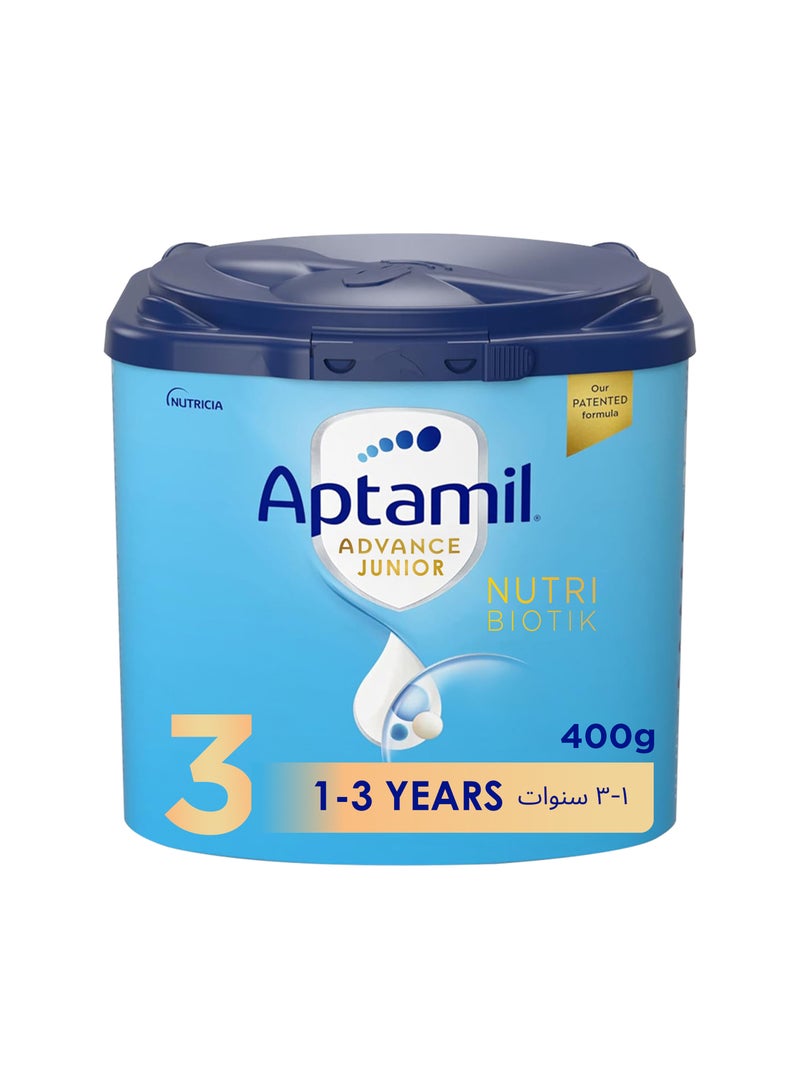 Aptamil Advance Junior 3 Milk Formula Palm Oil Free 1-3 Years 400grams - Image 1